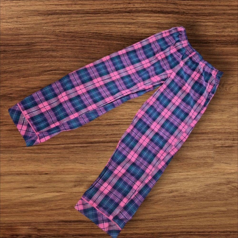 Victoria's Secret Pink and Blue Plaid Vintage Flannel Pajama Bottoms